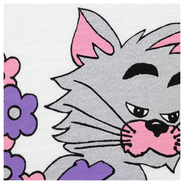 Supreme tee Glitter Cat White glitter