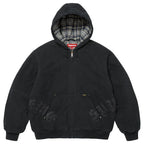 Supreme Jacket  Hooded Work Leather Appliqué Black