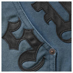 Supreme Jacket  Hooded Work Leather Appliqué Navy