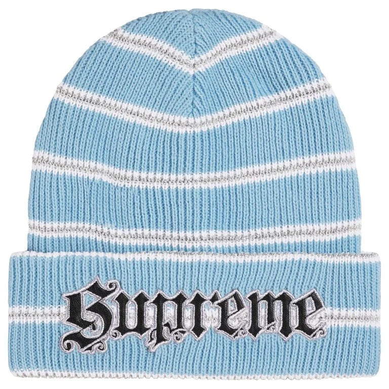 Supreme Beanie Metallic Stripe Light Blue