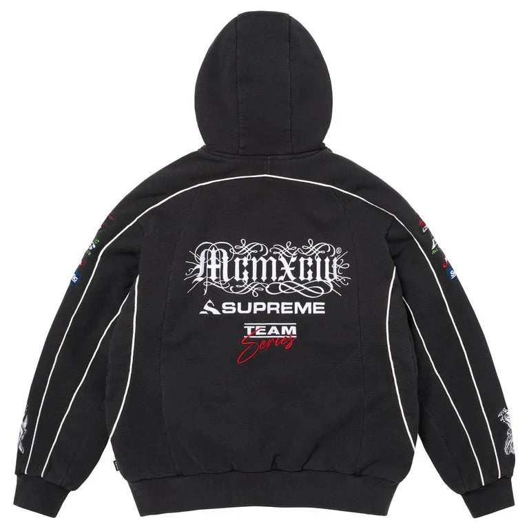 Supreme Hoodie Racing Lined Zip Up Black