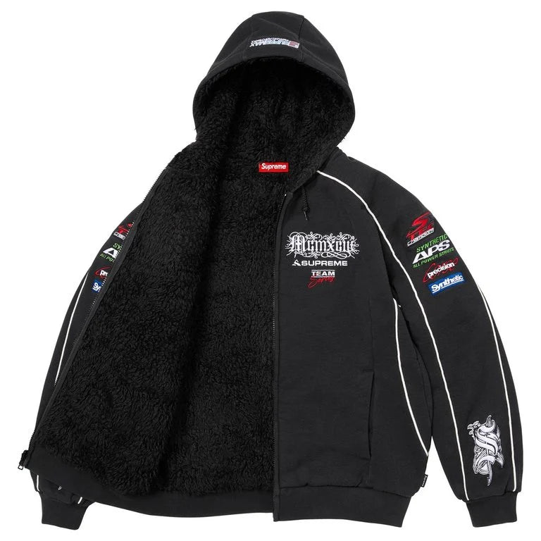 Supreme Hoodie Racing Lined Zip Up Black