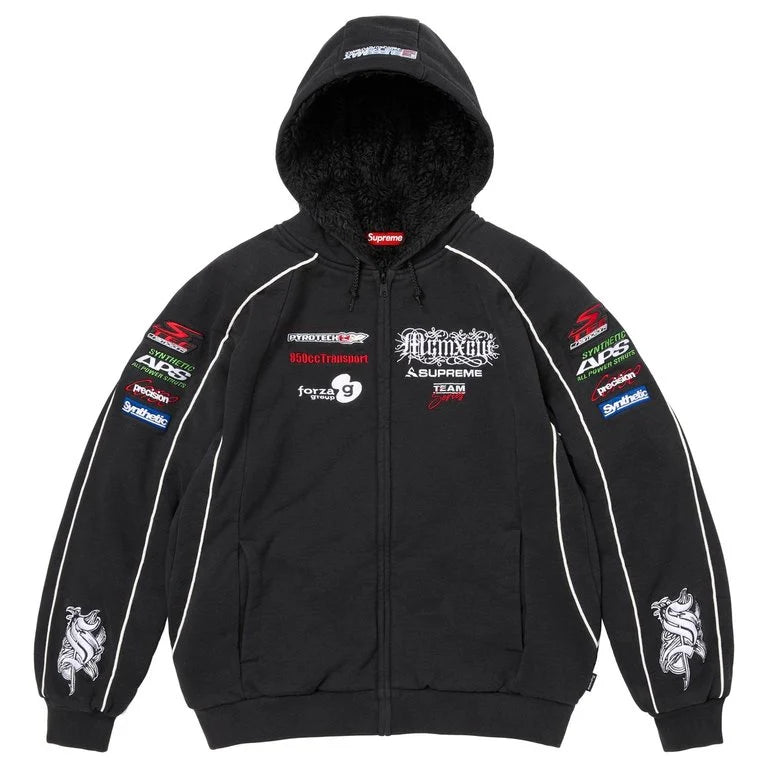 Supreme Hoodie Racing Lined Zip Up Black
