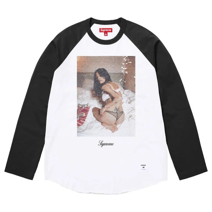 Supreme Tee Larry Clark Sequin Raglan Black/White