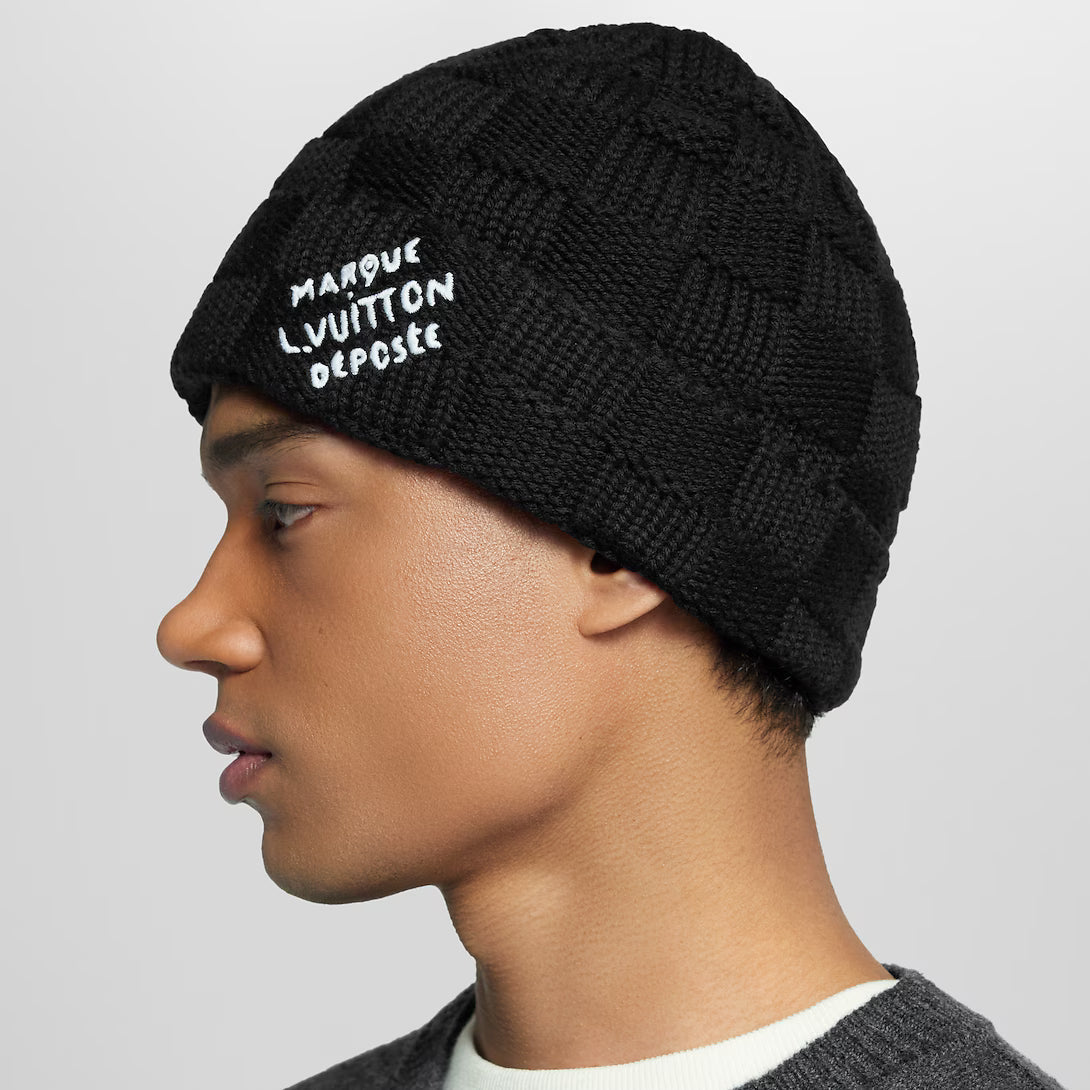 Louis Vuitton Black Damier Snug Beanie