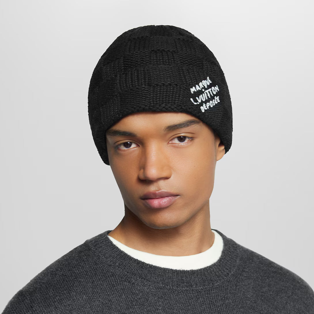 Louis Vuitton Black Damier Snug Beanie
