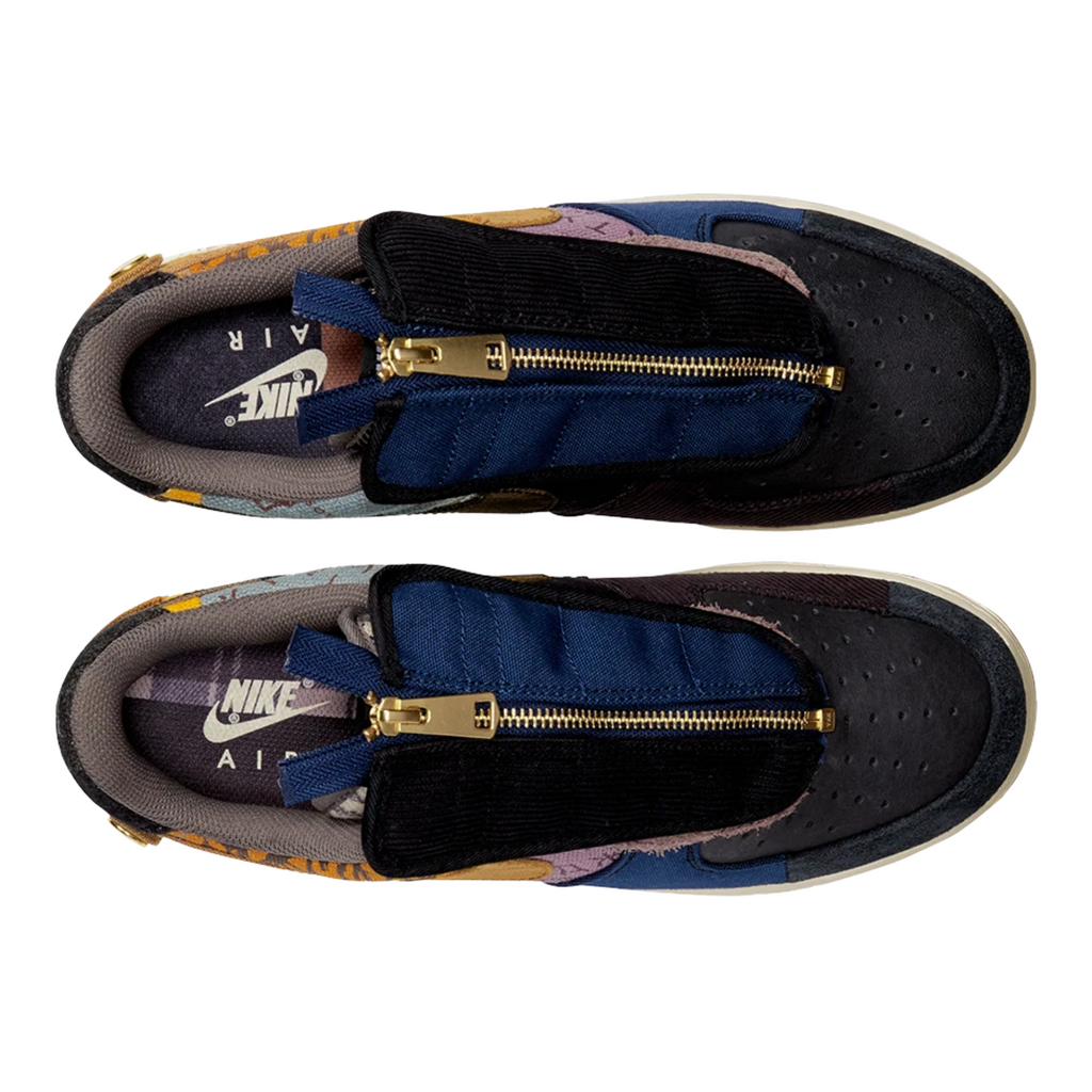 FLEX SHOP Nike x Travis Scott Air Force 1 Low Cactus Jack sneakers with a unique zippered lace cover and mixed panels