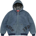Supreme Jacket  Hooded Work Leather Appliqué Navy
