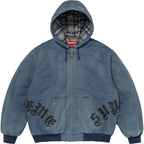 Supreme Jacket  Hooded Work Leather Appliqué Navy