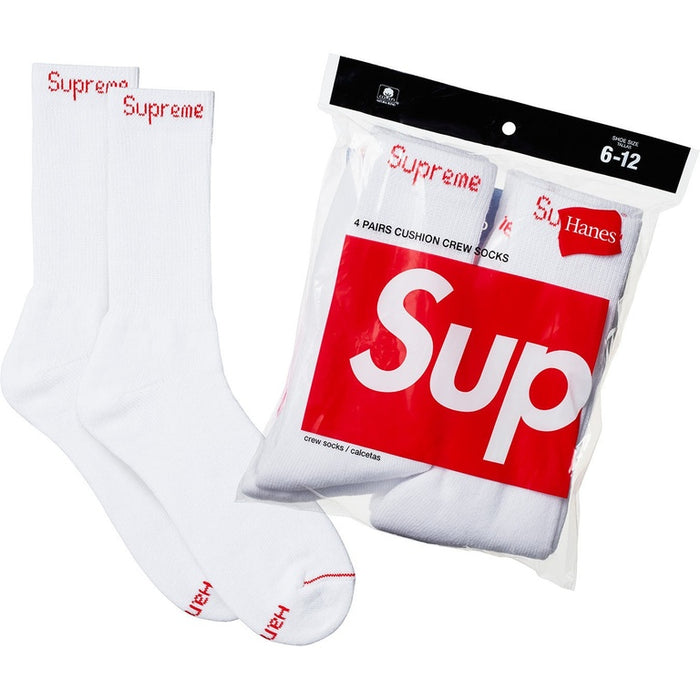 Supreme Hanes Crew Socks White (4 Pack)