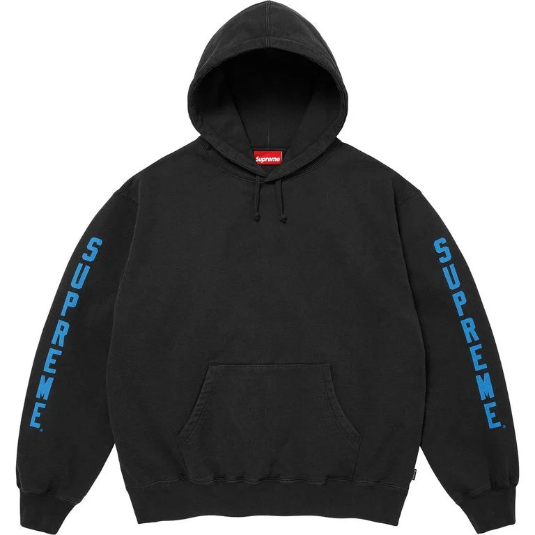 Supreme Black Washed Logo Hooded Sweatshirt
